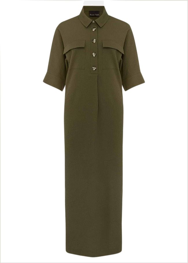  Lucina Midaxi Shirt Dress Khaki 220657507