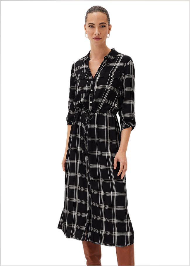  Bernadette Check Midi Dress Black/Ivory 220665230