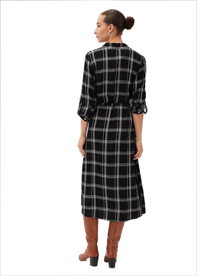  Bernadette Check Midi Dress Black/Ivory 220665230