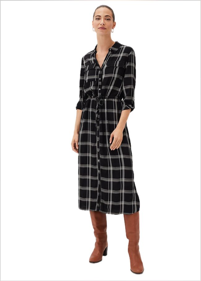  Bernadette Check Midi Dress Black/Ivory 220665230