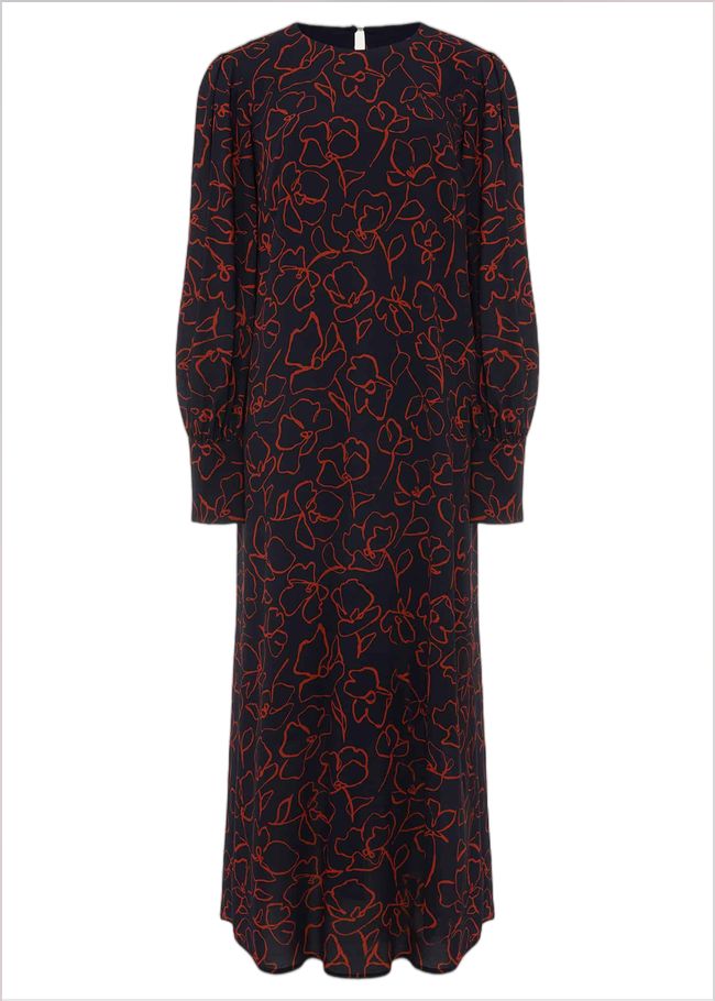  Cosmo Abstract Print Midi Dress Spice/Ink 220666261