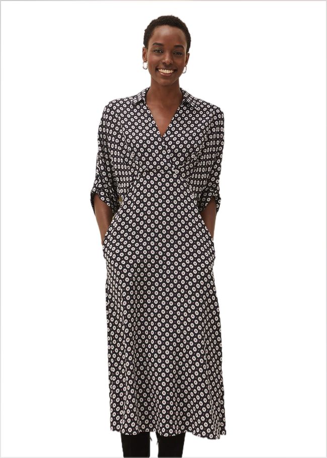  Ryleigh Geometric Print Midi Dress Black/Raspberry 220667306