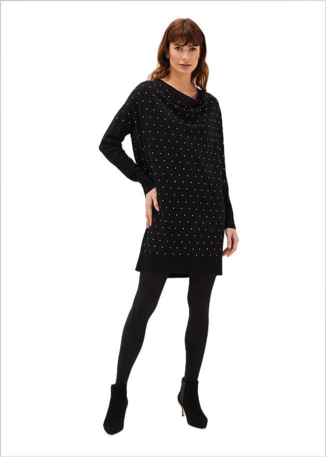  Bailie Studded Knit Dress Black 220669050