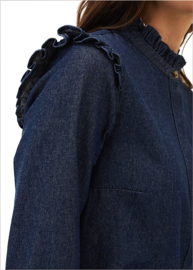  Saige Denim Frill Detail Dress Indigo 220671353