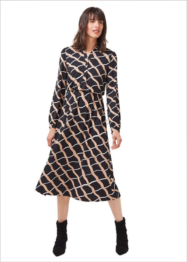  Loren Check Shirt Dress Black/Camel 220678238