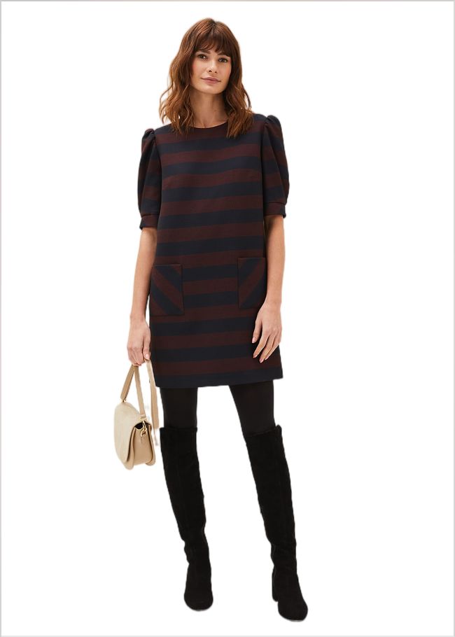  Maple Stripe Dress Navy/Chestnut 220684934