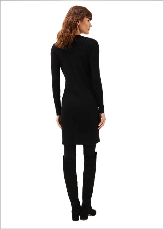  Milla Multiway Zip Ribbed Tunic Dress Black 220686050