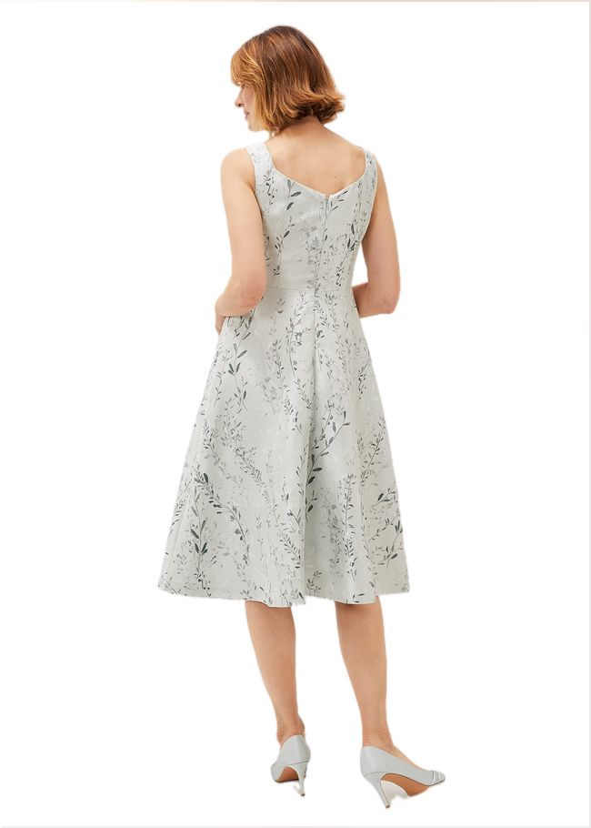  Becka Floral Jacquard Fit And Flare Dress Eau De Nil 220706479