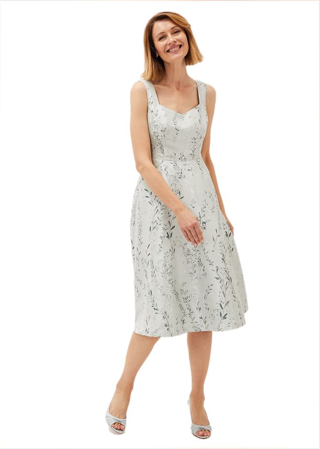  Becka Floral Jacquard Fit And Flare Dress Eau De Nil 220706479