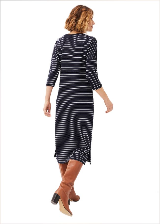  Cecile Stripe Midi Jersey Dress Navy/Ivory 220709287