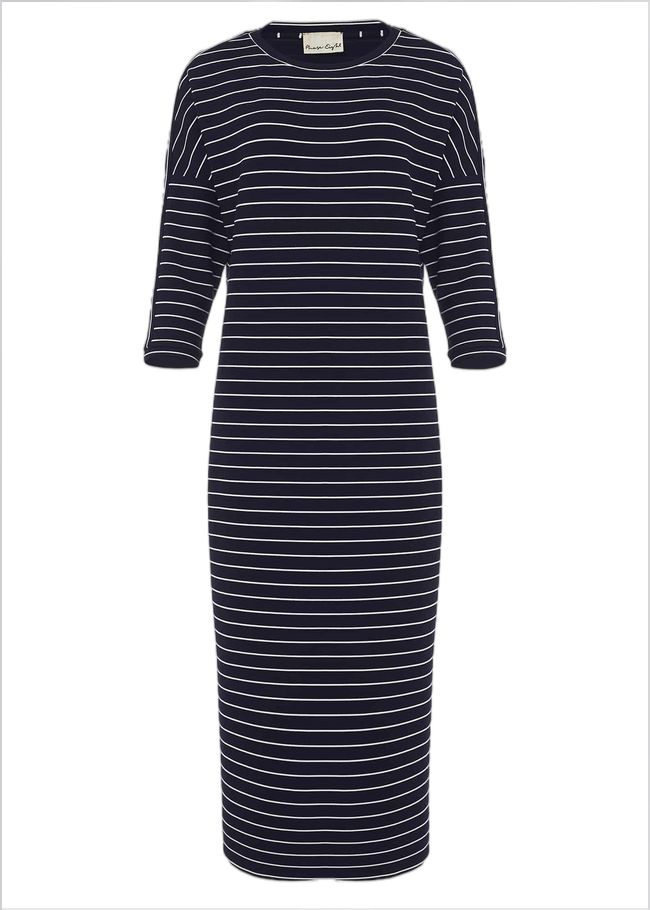  Cecile Stripe Midi Jersey Dress Navy/Ivory 220709287