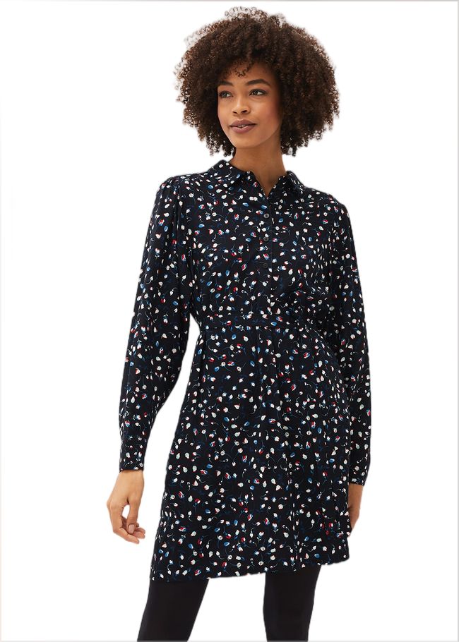  Alexandra Ditsy Print Shirt Dress Navy/Ivory 220721287