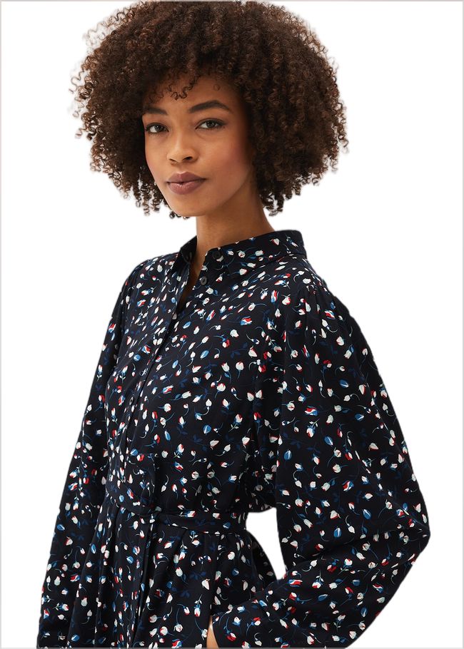  Alexandra Ditsy Print Shirt Dress Navy/Ivory 220721287