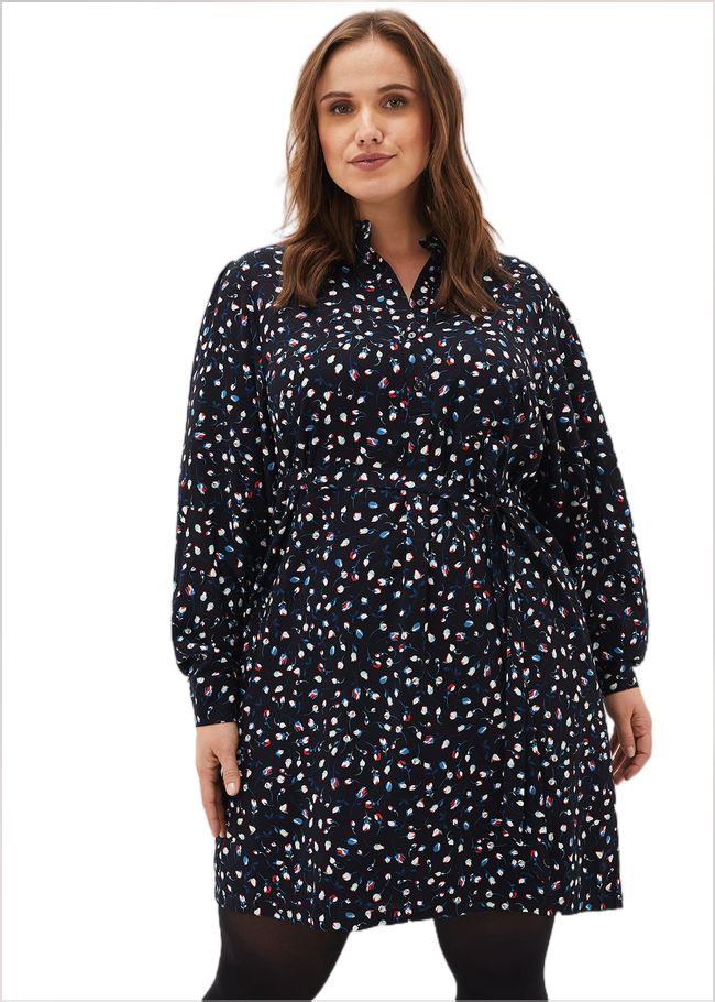  Alexandra Ditsy Print Shirt Dress Navy/Ivory 220721287