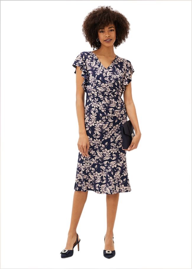  Zendaya Floral Jersey Dress Perussian Blue/Cameo 220723323