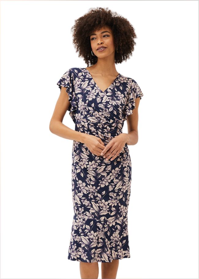  Zendaya Floral Jersey Dress Perussian Blue/Cameo 220723323