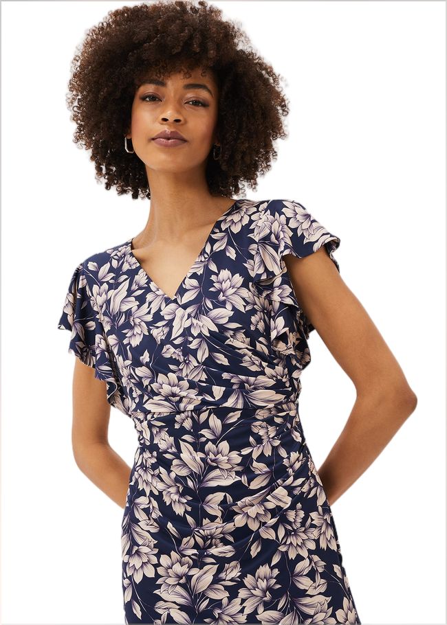  Zendaya Floral Jersey Dress Perussian Blue/Cameo 220723323