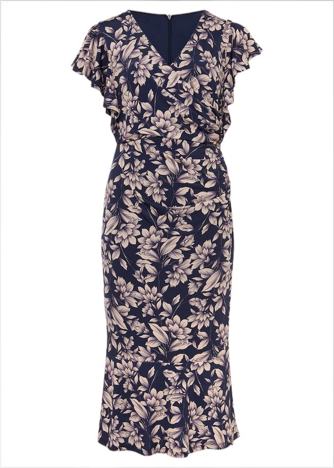  Zendaya Floral Jersey Dress Perussian Blue/Cameo 220723323