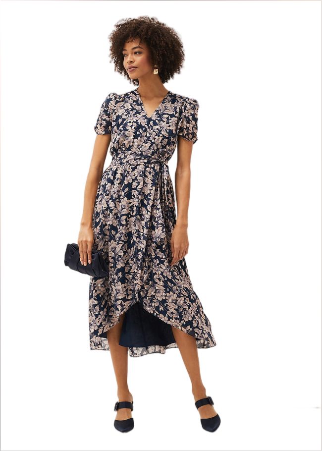  Zendaya Floral Dress Perussian Blue/Taupe 220729334