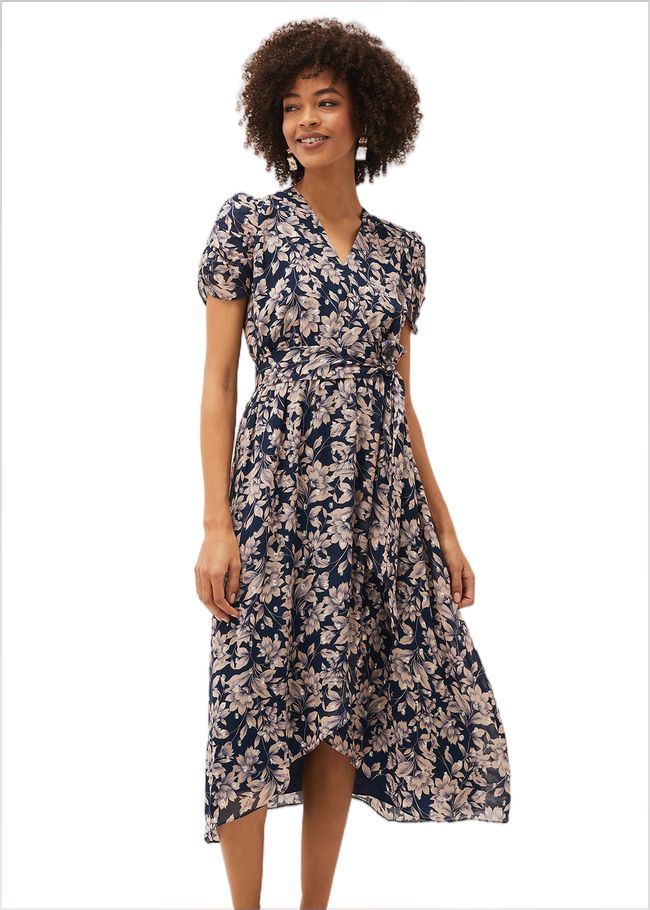  Zendaya Floral Dress Perussian Blue/Taupe 220729334