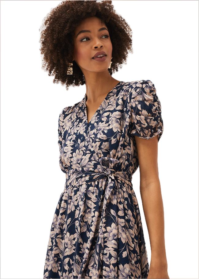  Zendaya Floral Dress Perussian Blue/Taupe 220729334