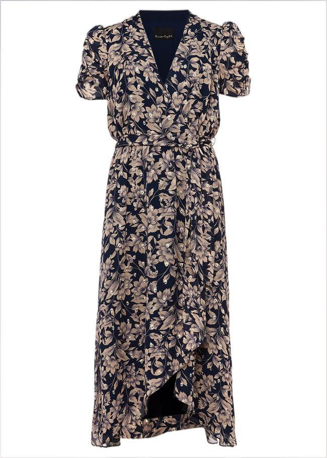  Zendaya Floral Dress Perussian Blue/Taupe 220729334