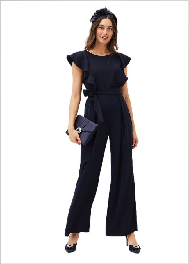  Bridie Frill Bodice Wide Leg Jumpsuit Navy 220735351