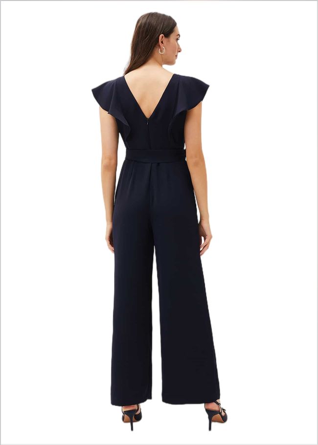  Bridie Frill Bodice Wide Leg Jumpsuit Navy 220735351