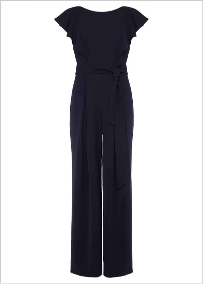  Bridie Frill Bodice Wide Leg Jumpsuit Navy 220735351