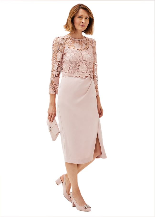  Adeline Double Layer Lace Dress Antique Rose 220741840