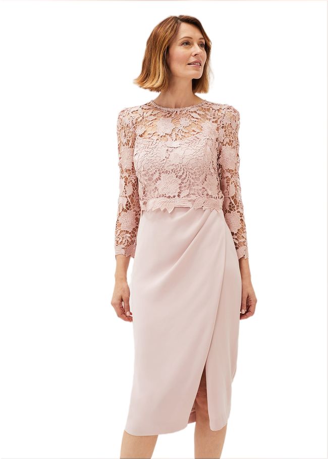  Adeline Double Layer Lace Dress Antique Rose 220741840