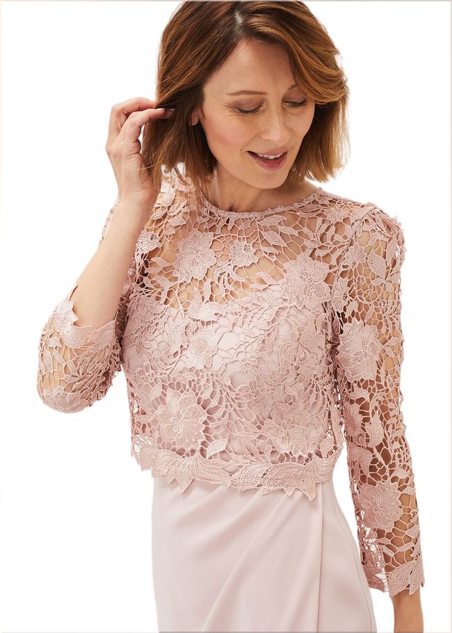  Adeline Double Layer Lace Dress Antique Rose 220741840