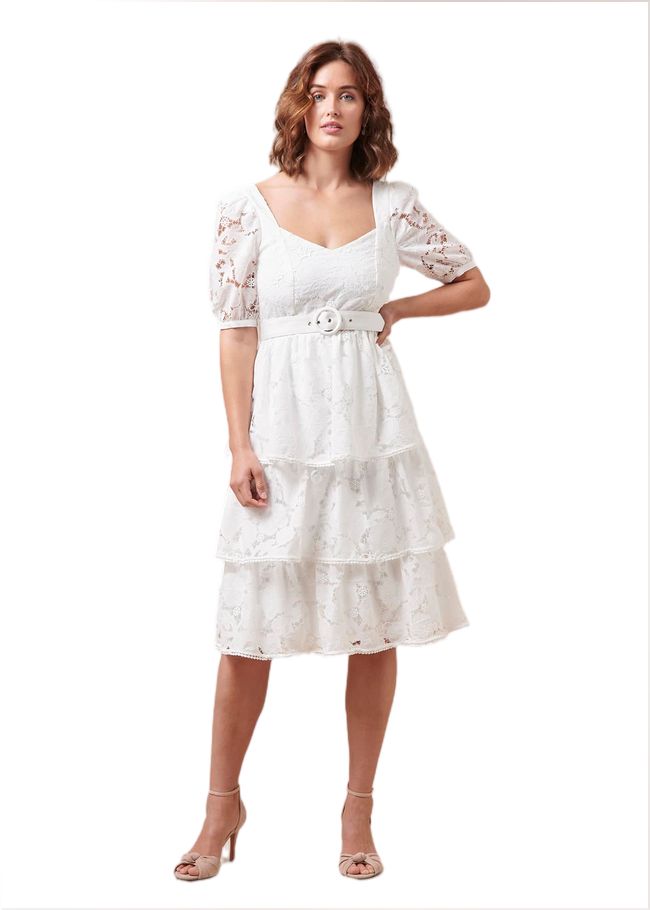  Elyse Lace Tiered Wedding Dress Ivory 220744106