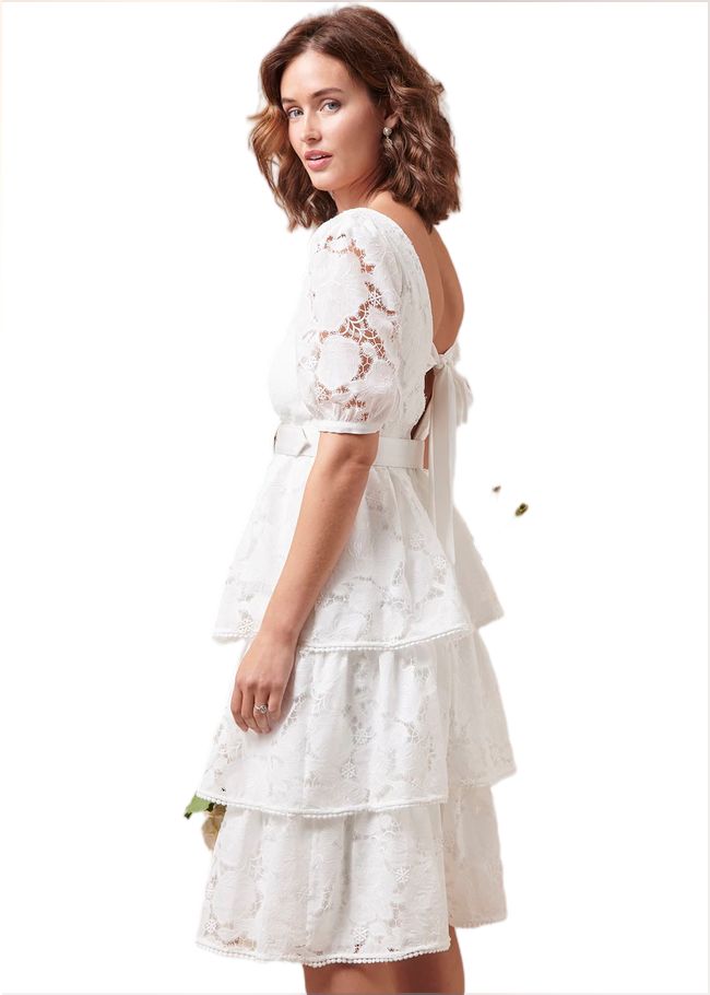  Elyse Lace Tiered Wedding Dress Ivory 220744106