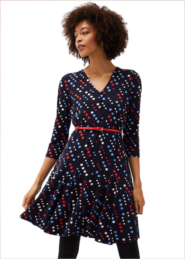  Marya Spot Jersey Dress Navy/Multi 220747493