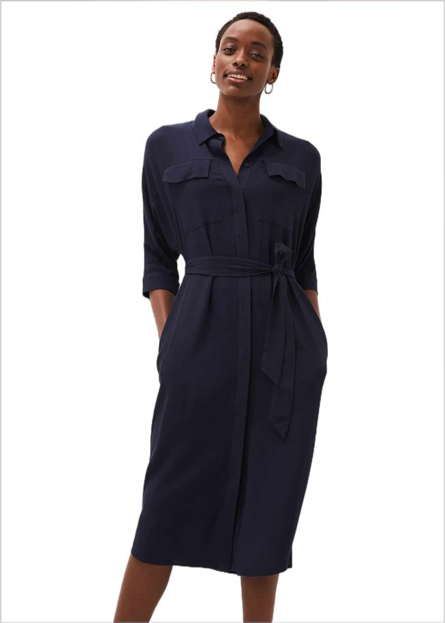  Maxine Belted Shirt Dress Navy 220750351