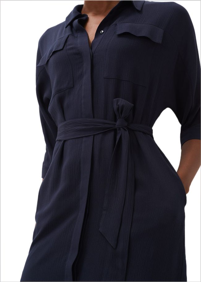  Maxine Belted Shirt Dress Navy 220750351