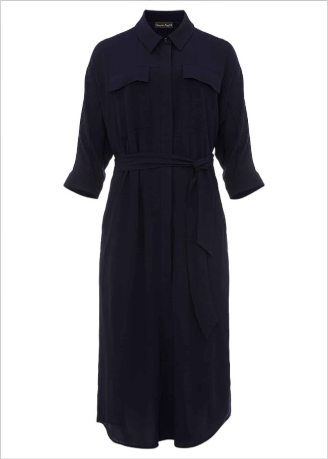  Maxine Belted Shirt Dress Navy 220750351