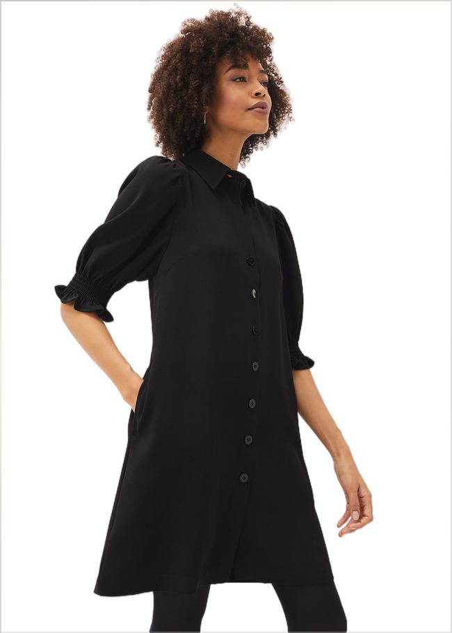  Candice Puff Sleeve Dress Black 220751050