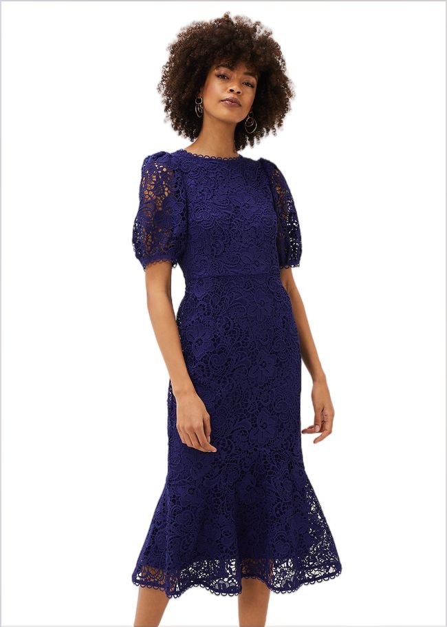  Lidia Guipure Lace Fishtail Dress Violet 220758700