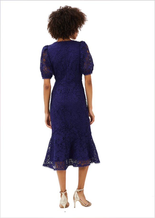  Lidia Guipure Lace Fishtail Dress Violet 220758700