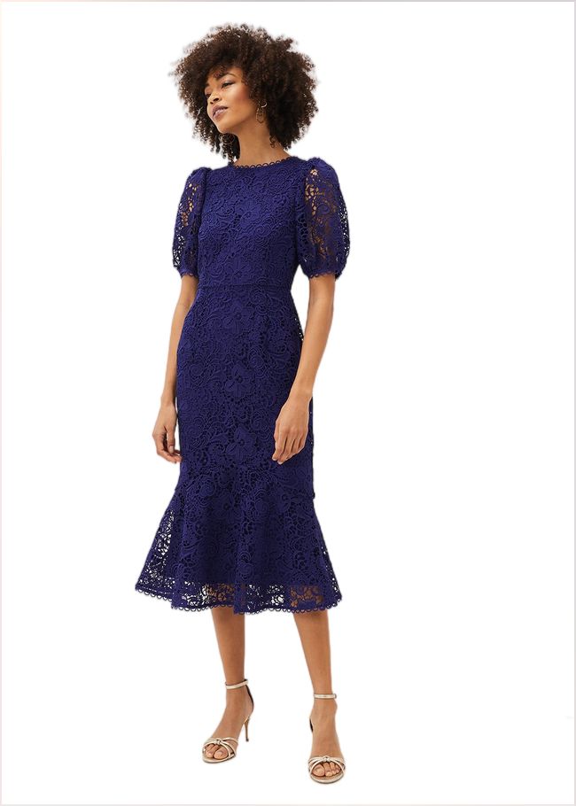  Lidia Guipure Lace Fishtail Dress Violet 220758700