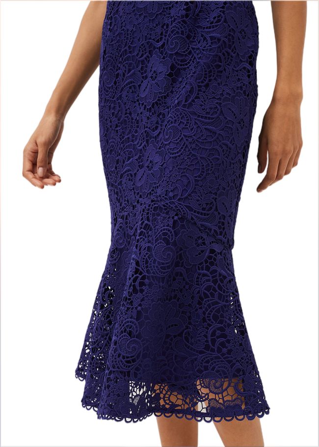  Lidia Guipure Lace Fishtail Dress Violet 220758700