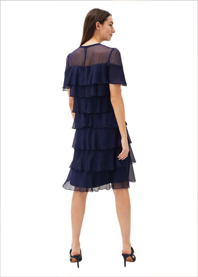  Nika Tiered Shift Dress Navy 220759351