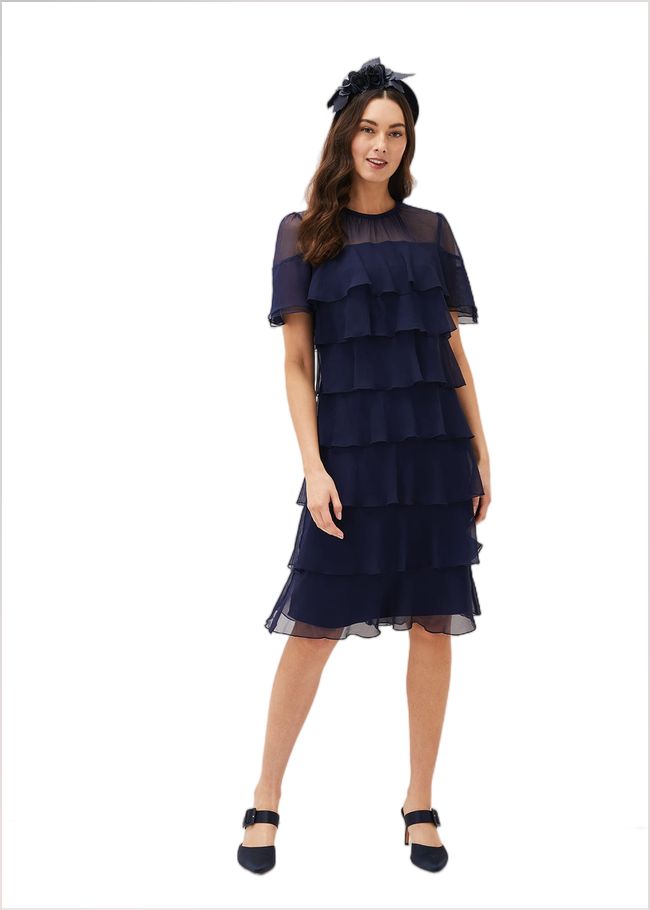  Nika Tiered Shift Dress Navy 220759351