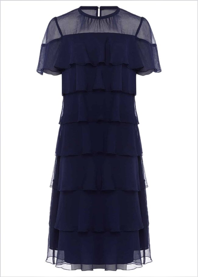  Nika Tiered Shift Dress Navy 220759351