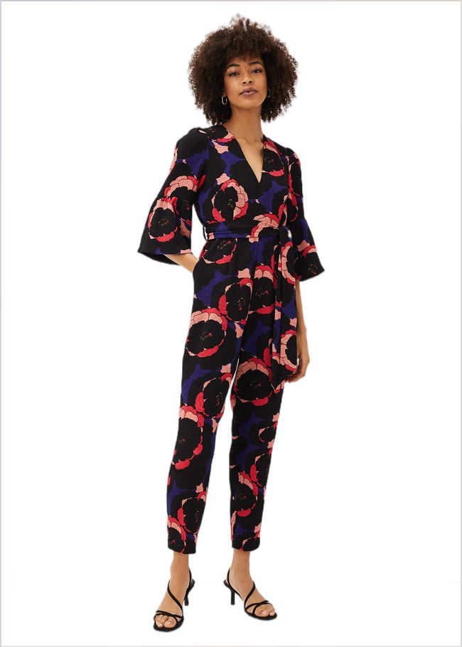  Darcey Floral Textured Tapered Jumpsuit Multi-Coloured 220760000