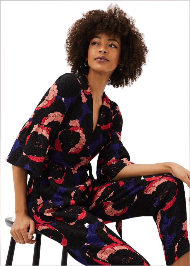  Darcey Floral Textured Tapered Jumpsuit Multi-Coloured 220760000