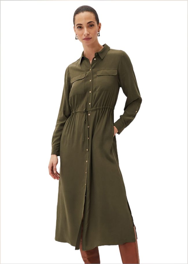  Tana Khaki Midi Dress Khaki 220761507