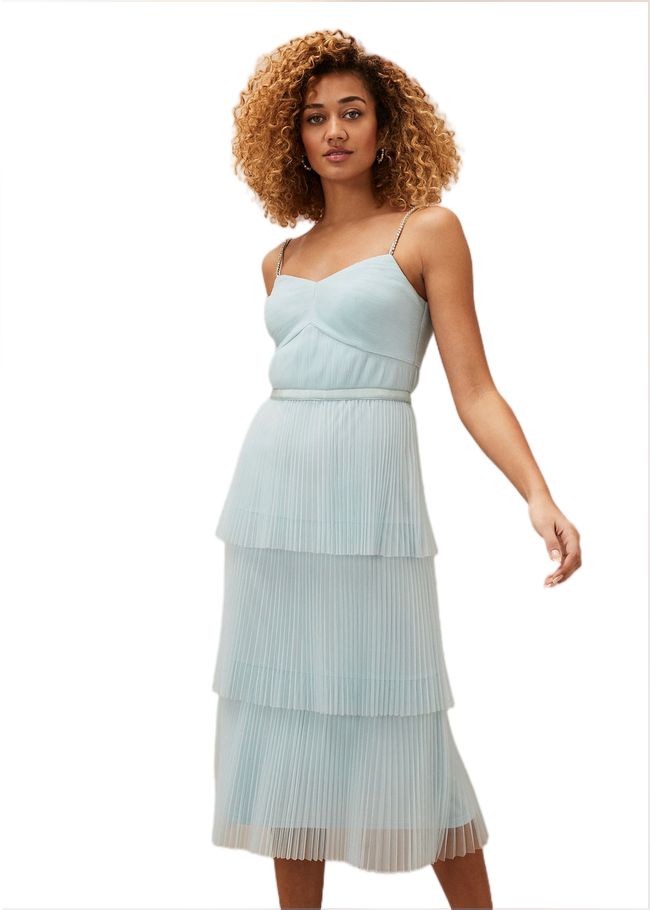  Kaia Pleated Tulle Midi Dress Eau De Nil 220767479